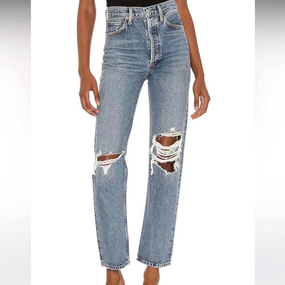 Agolde 90s pinch waist distressed straight leg jeans
